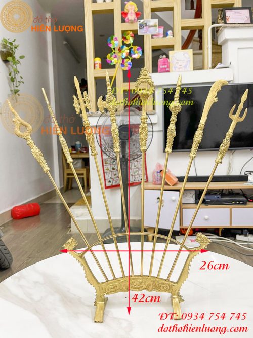 Bộ bát bửu chấp kích cao 40cm bằng đồng