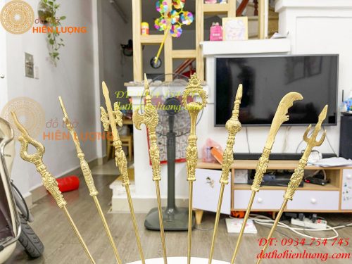 Bộ bát bửu chấp kích cao 40cm bằng đồng