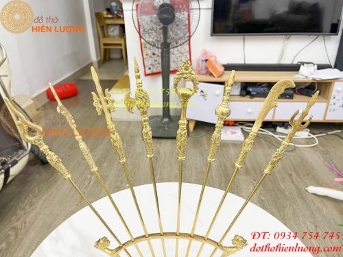 Bộ bát bửu chấp kích cao 40cm bằng đồng