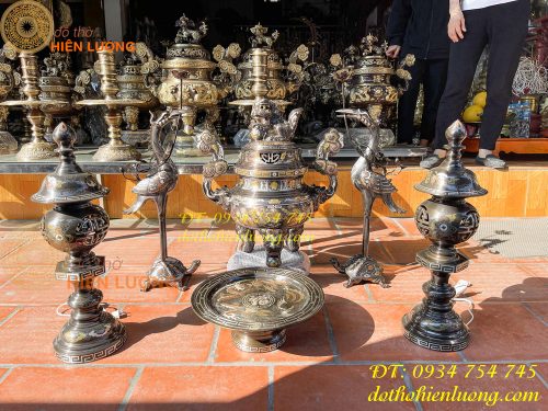 Bộ đỉnh khảm ngũ sắc thờ cúng cực đẹp