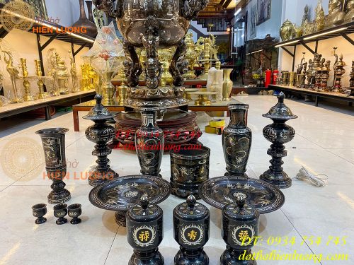 Bộ đỉnh khảm ngũ sắc thờ cúng cực đẹp