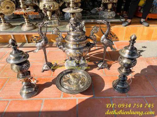 Bộ đỉnh khảm ngũ sắc thờ cúng cực đẹp