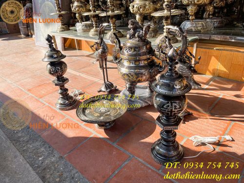 Bộ đỉnh khảm ngũ sắc thờ cúng cực đẹp
