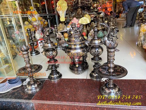 Bộ đỉnh khảm ngũ sắc thờ cúng cực đẹp