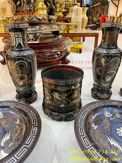 Bộ đỉnh khảm ngũ sắc thờ cúng cực đẹp