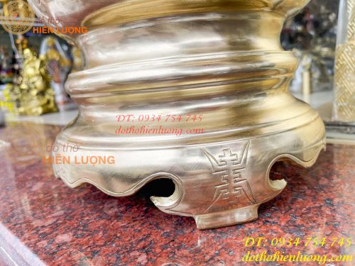 Bát hương Huế chạm rồng dáng cổ bằng đồng có đế