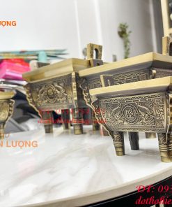 Bát hương vuông bằng đồng thờ cúng