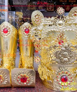 Bộ mũ hài quan bằng đồng cho ông dâng đền, thờ cúng