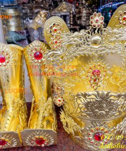 Bộ mũ hài quan bằng đồng cho ông dâng đền, thờ cúng
