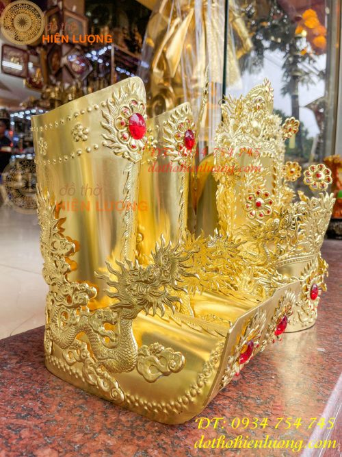 Bộ mũ hài quan bằng đồng cho ông dâng đền, thờ cúng