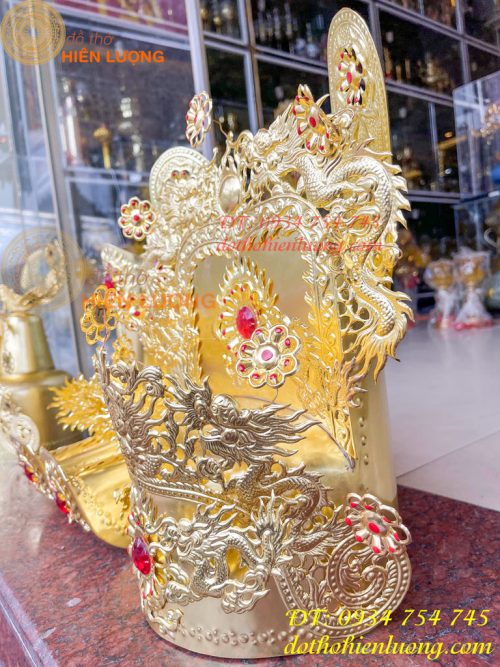 Bộ mũ hài quan bằng đồng cho ông dâng đền, thờ cúng