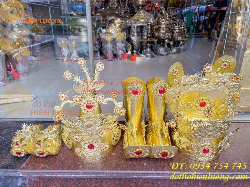 Mũ hài hia quan bằng đồng cho ông bà dâng đền