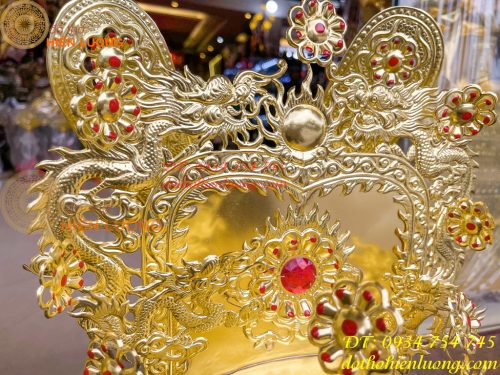 Bộ mũ hài quan bằng đồng cho ông dâng đền, thờ cúng