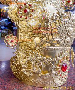 Bộ mũ hài quan bằng đồng cho ông dâng đền, thờ cúng