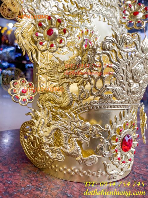Bộ mũ hài quan bằng đồng cho ông dâng đền, thờ cúng