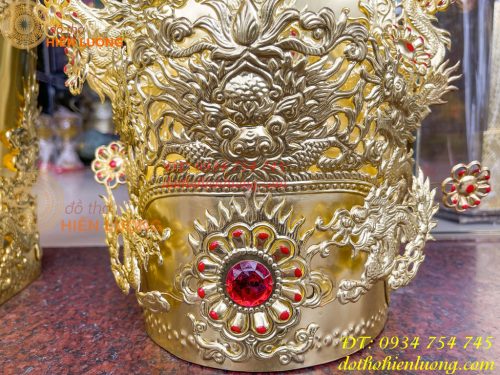 Bộ mũ hài quan bằng đồng cho ông dâng đền, thờ cúng