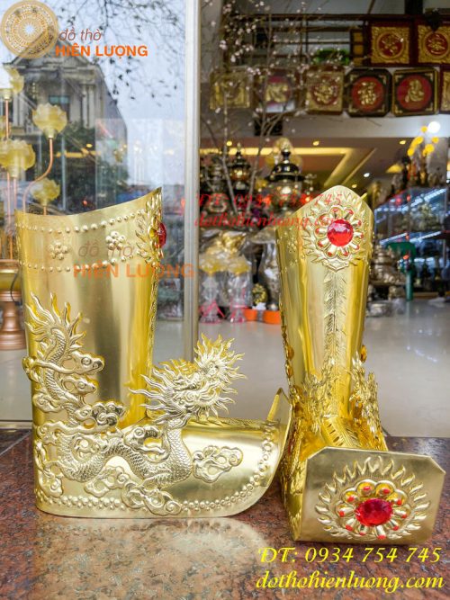 Bộ mũ hài quan bằng đồng cho ông dâng đền, thờ cúng