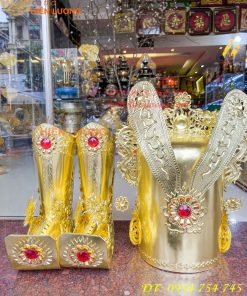 Bộ mũ hài quan bằng đồng cho ông dâng đền, thờ cúng