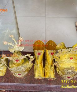 Mũ hài hia quan bằng đồng cho ông bà dâng đền