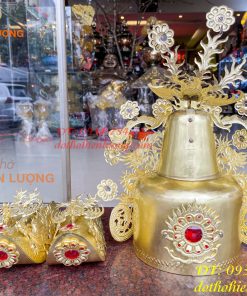 Bộ mũ hia quan bằng đồng cho bà dâng đền, thờ cúng