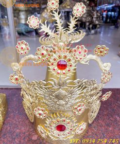 Bộ mũ hia quan bằng đồng cho bà dâng đền, thờ cúng