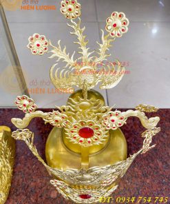Bộ mũ hia quan bằng đồng cho bà dâng đền, thờ cúng