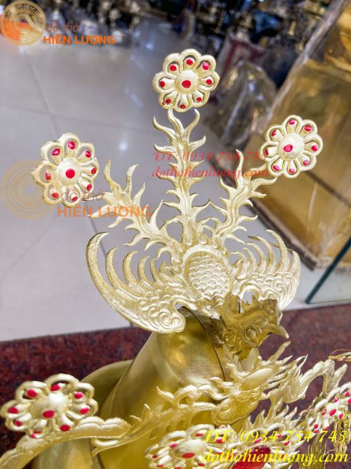 Bộ mũ hia quan bằng đồng cho bà dâng đền, thờ cúng