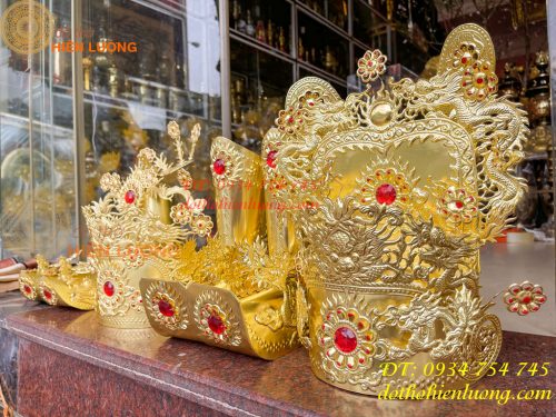 Mũ hài hia quan bằng đồng cho ông bà dâng đền