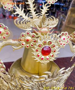 Bộ mũ hia quan bằng đồng cho bà dâng đền, thờ cúng