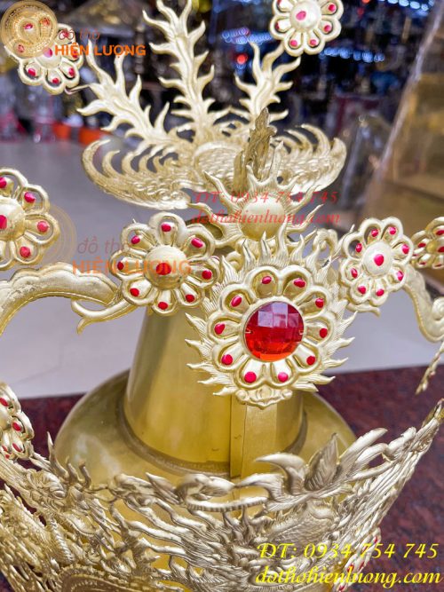 Bộ mũ hia quan bằng đồng cho bà dâng đền, thờ cúng