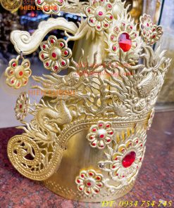 Bộ mũ hia quan bằng đồng cho bà dâng đền, thờ cúng