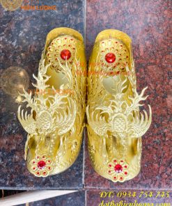 Bộ mũ hia quan bằng đồng cho bà dâng đền, thờ cúng