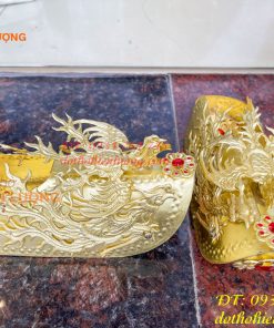 Bộ mũ hia quan bằng đồng cho bà dâng đền, thờ cúng