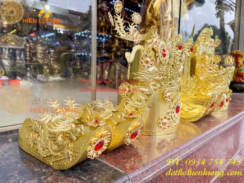 Mũ hài hia quan bằng đồng cho ông bà dâng đền