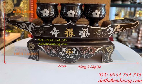 Bộ ngai chén 3 khảm ngũ sắc thờ cúng