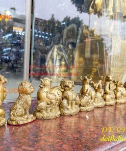 Bộ 12 con giáp bệ tiền cao 10cm bằng đồng phong thủy