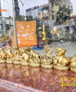 Bộ 12 con giáp bệ tiền cao 10cm bằng đồng phong thủy