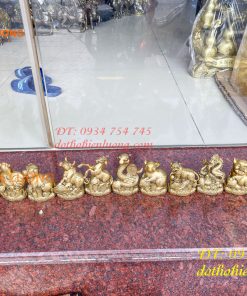 Bộ 12 con giáp bệ tiền cao 10cm bằng đồng phong thủy