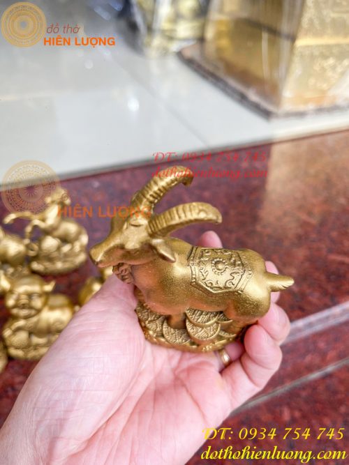 Bộ 12 con giáp bệ tiền cao 10cm bằng đồng phong thủy
