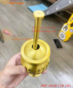 Cối giã thuốc bằng đồng vàng cỡ to