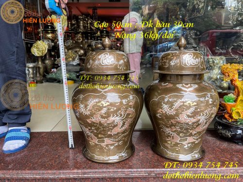 Đôi chóe khảm tam khí cao 50cm thờ cúng