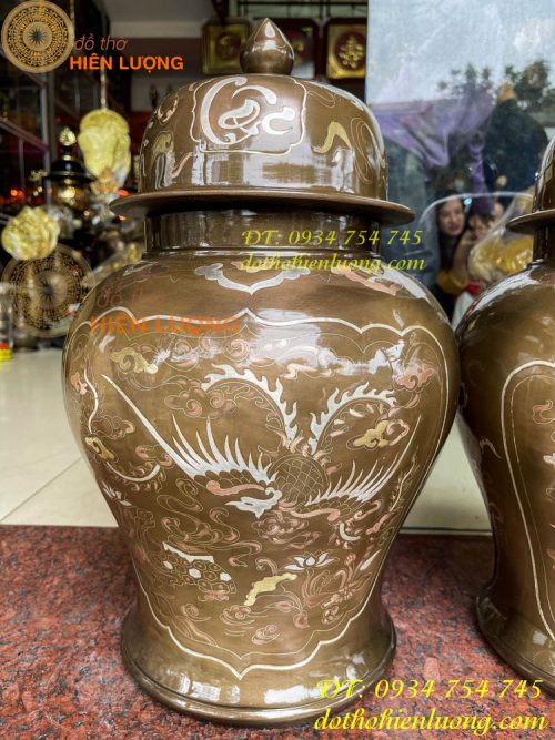 Đôi chóe khảm tam khí cao 50cm thờ cúng