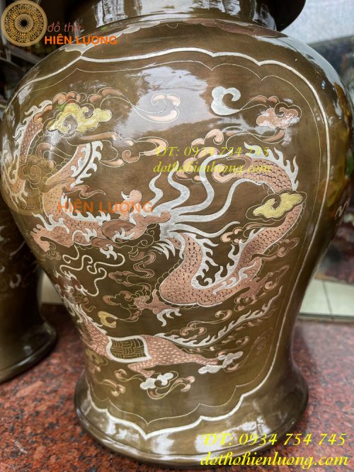 Đôi chóe khảm tam khí cao 50cm thờ cúng