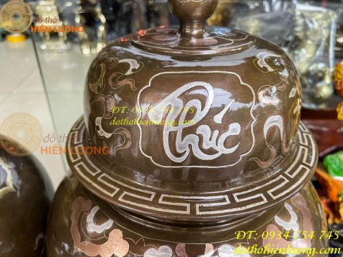 Đôi chóe khảm tam khí cao 50cm thờ cúng