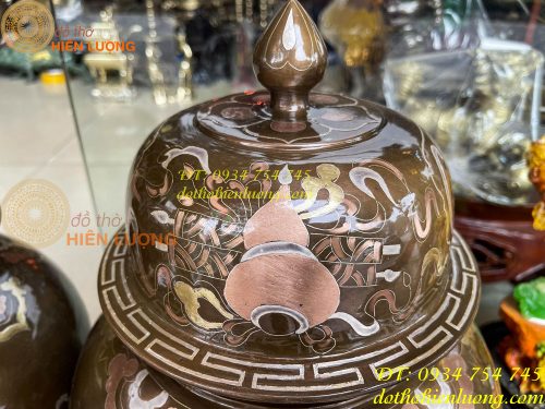 Đôi chóe khảm tam khí cao 50cm thờ cúng