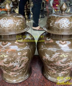 Đôi chóe khảm tam khí cao 50cm thờ cúng