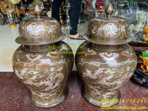 Đôi chóe khảm tam khí cao 50cm thờ cúng