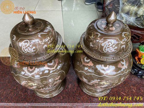 Đôi chóe khảm tam khí cao 50cm thờ cúng