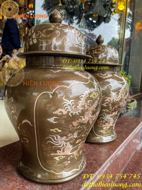 Đôi chóe khảm tam khí cao 50cm thờ cúng