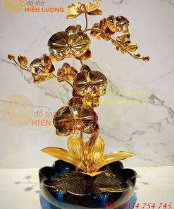 Chậu hoa lan mạ vàng 24K bằng đồng đỏ